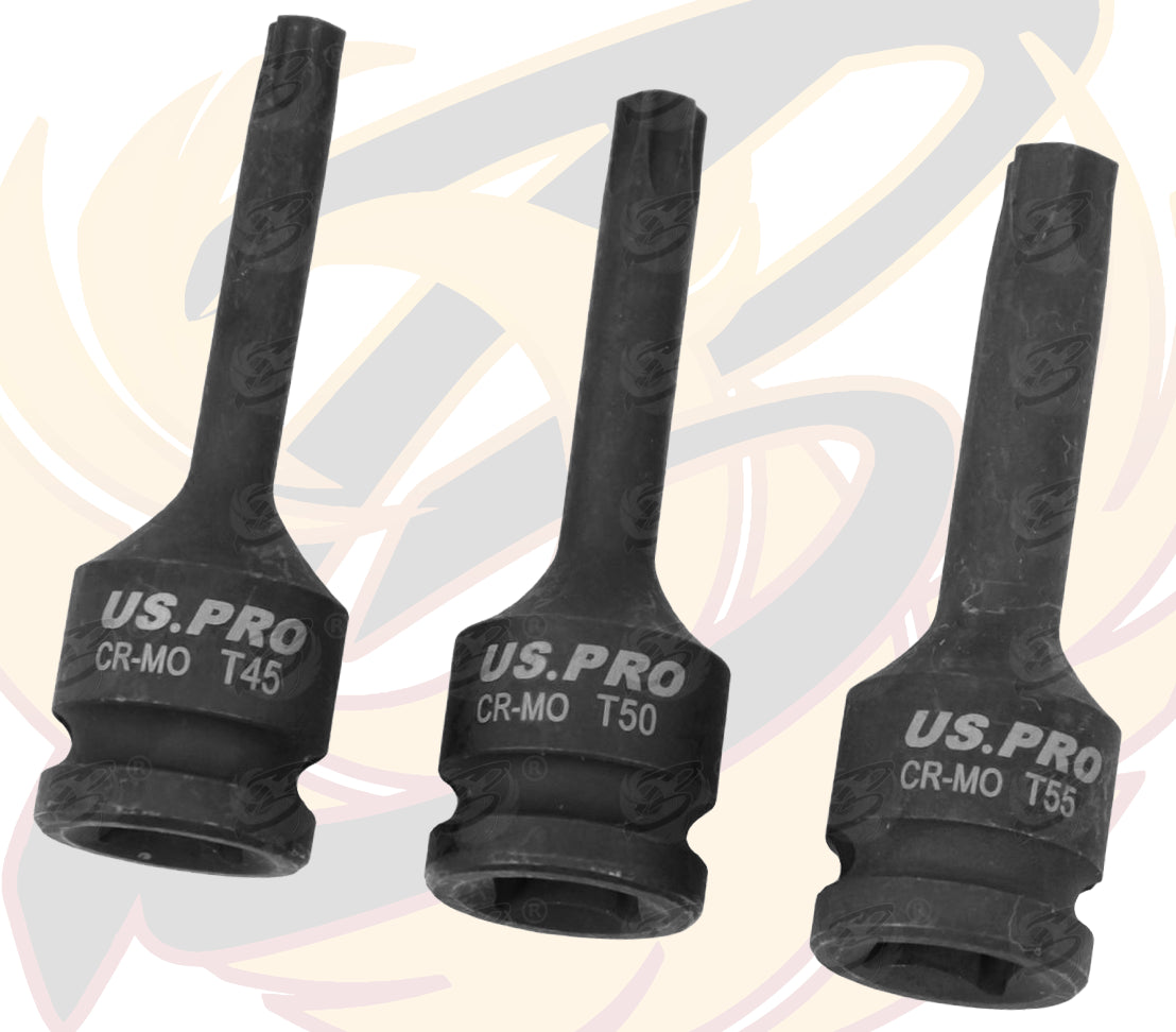 US PRO 8PCS 1/2" DRIVE IMPACT TORX BIT SOCKETS T30 - T80