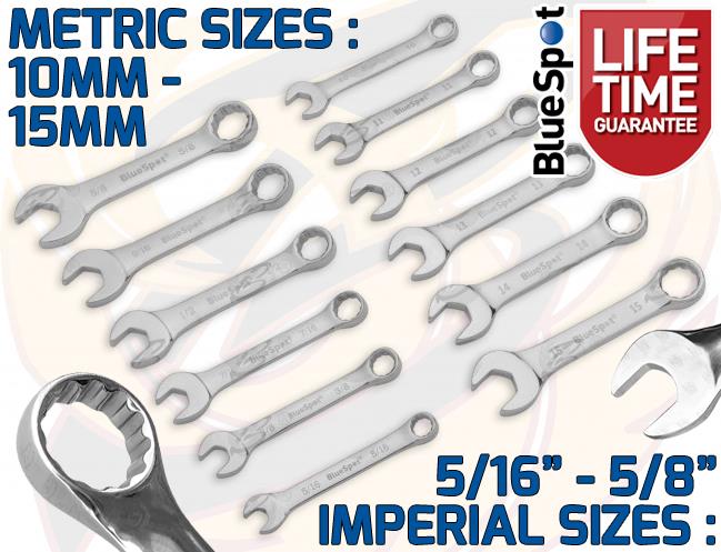 BLUESPOT 32PCS METRIC & SAE COMBINATION SPANNERS 6MM - 19MM & 1/4" - 3/4"