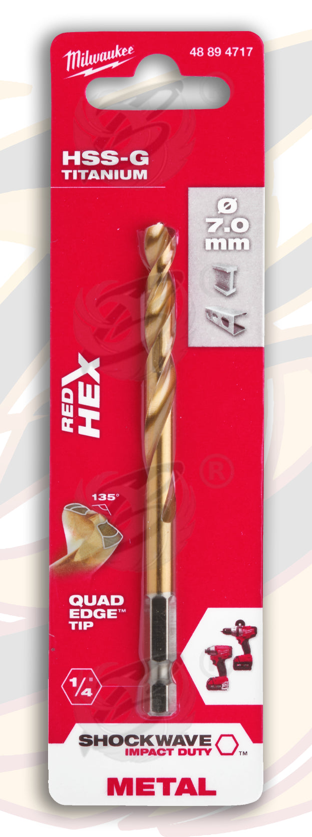 MILWAUKEE 7MM HSS TITANIUM METAL RED HEX DRILL BIT