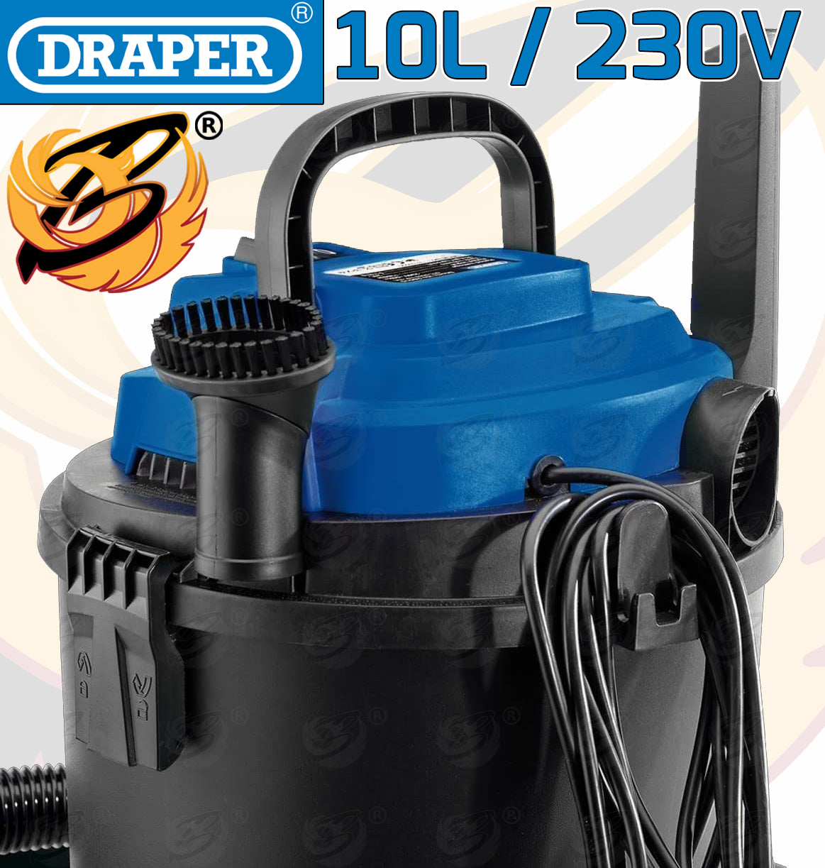 DRAPER WET AND DRY VACUUM CLEANER 15L 1250W / 230V WATER DIRT CARPET WASHER
