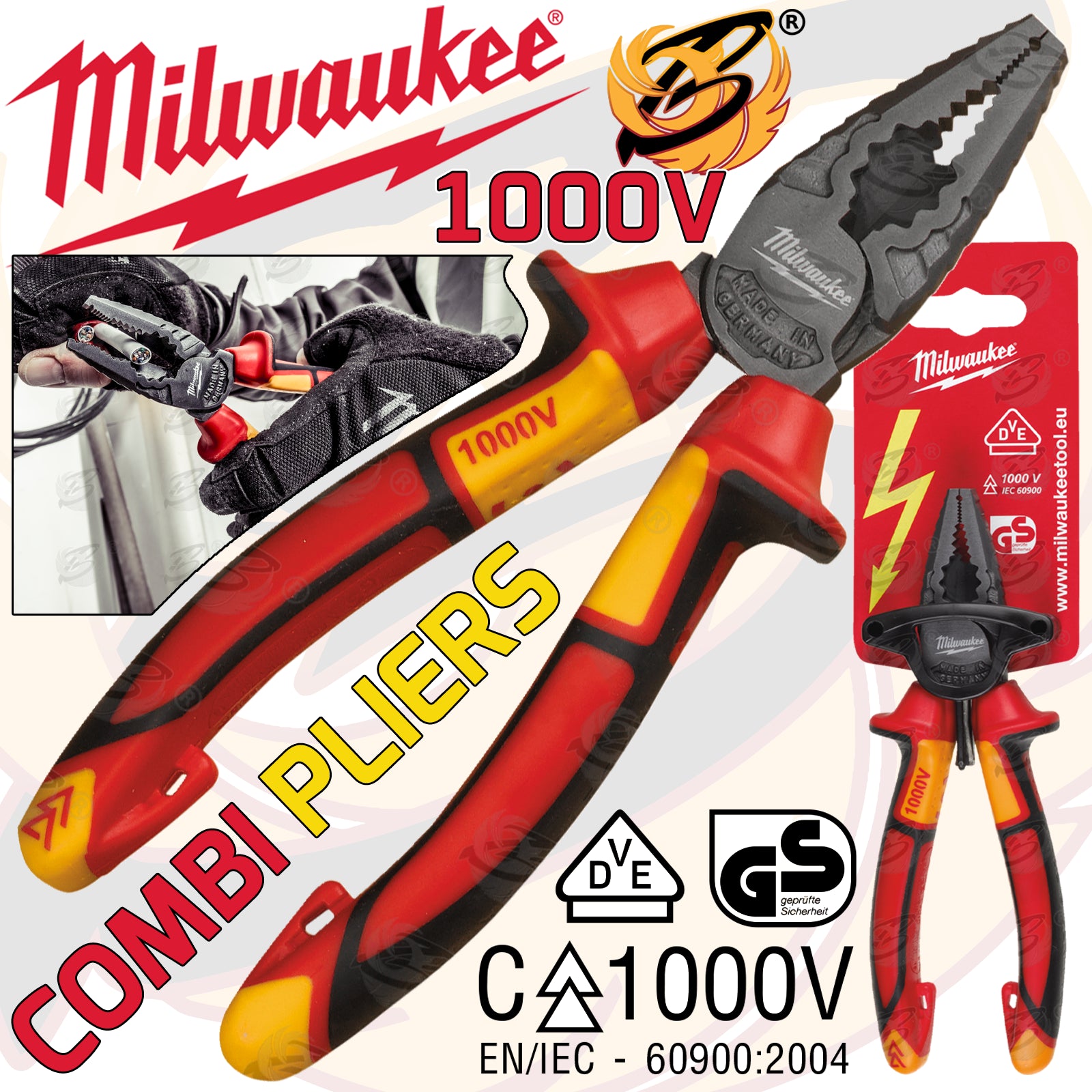 MILWAUKEE 1000V VDE COMBINATION PLIERS 165MM
