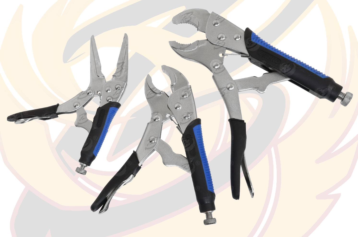 US PRO 3PCS LOCKING PLIERS WITH GRIPS