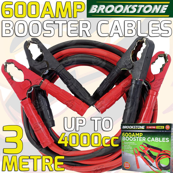 BROOKSTONE 600AMP 3 METRE HEAVY DUTY JUMP LEADS