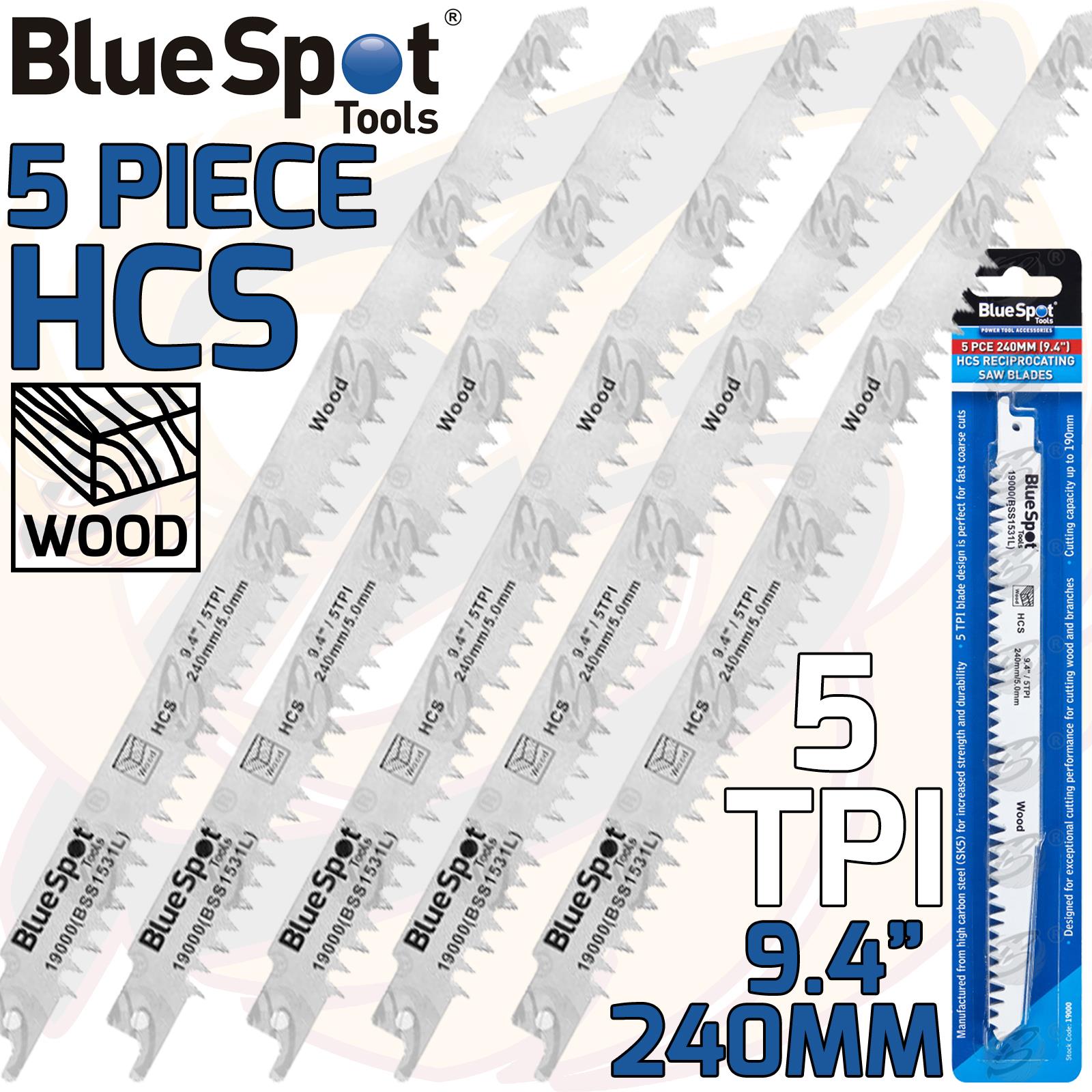 BLUESPOT 5PCS 240MM RECIPROCATING SAW BLADES 5TPI