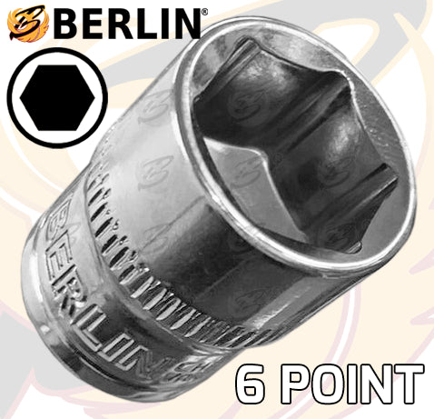 BERLIN 26PCS 1/4" DRIVE 6 POINT DEEP & SHALLOW SOCKETS 4MM - 14MM