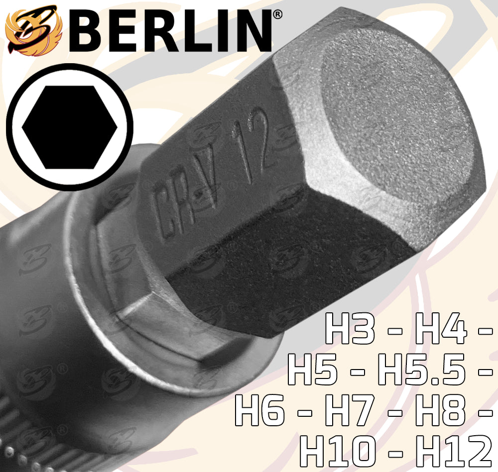 BERLIN 28PCS 1/4" & 3/8" DRIVE HEX - TORX - SPLINE BIT SOCKETS