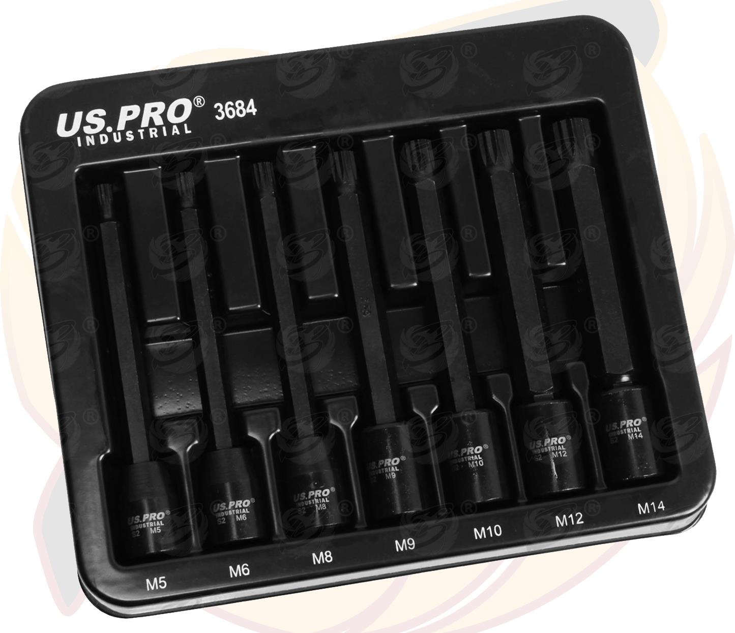 US PRO IMPACT 16PCS 3/8" DRIVE LONG & SHORT SPLINE BIT SOCKET SET M4 - M14