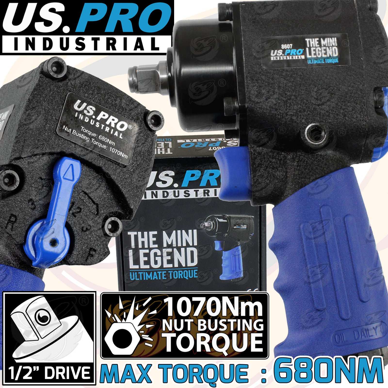 US PRO 1/2" DRIVE COMPACT AIR IMPACT WRENCH 1070Nm ( THE MINI LEGEND )