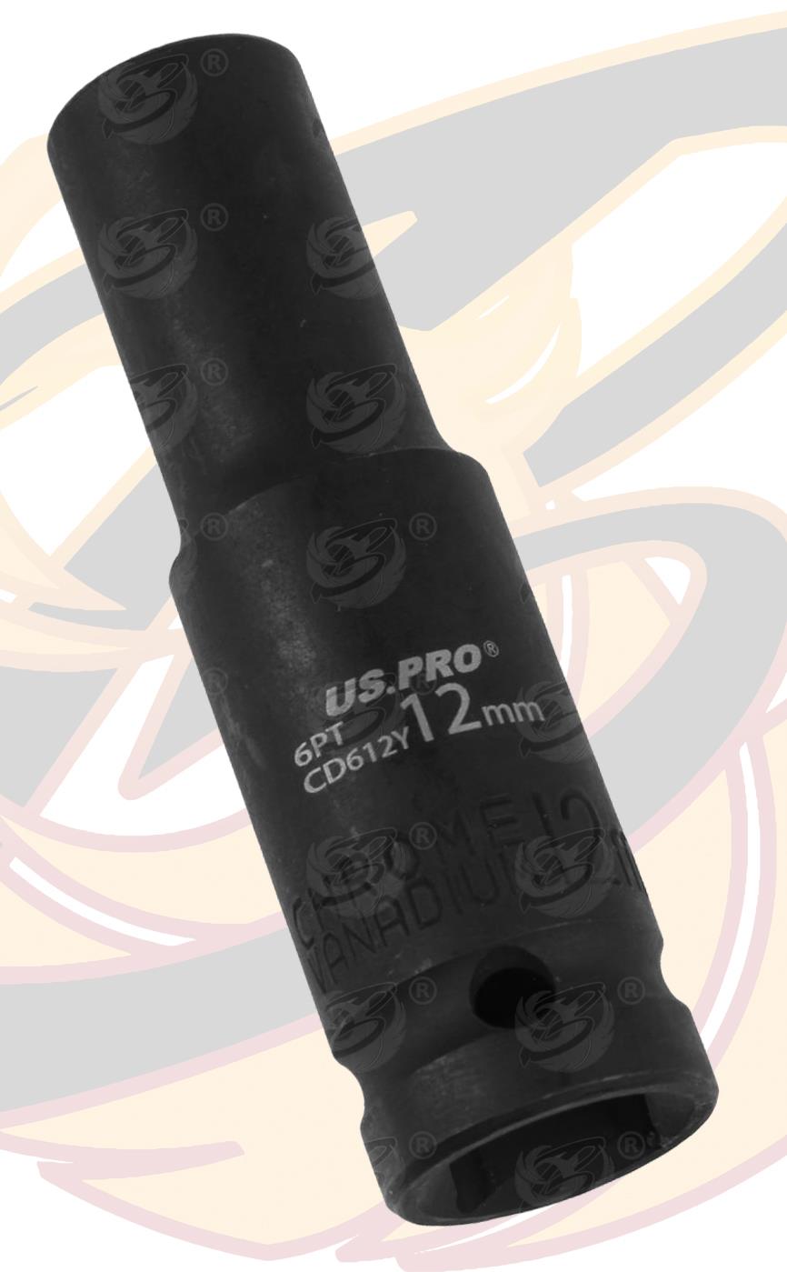 US PRO 12MM 1/2" DRIVE 6 POINT DEEP IMPACT SOCKET ( SINGLE )