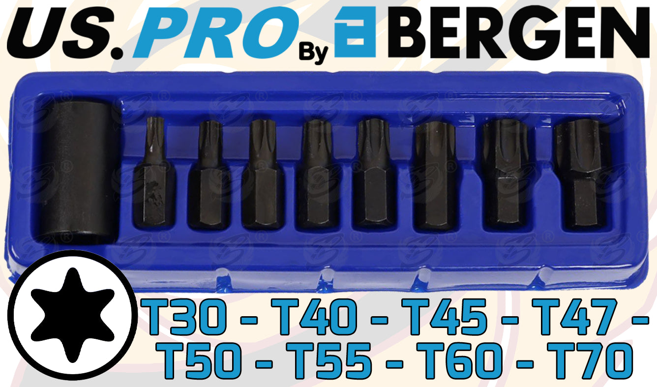 US PRO 9PCS 1/2" DRIVE IMPACT TORX BIT SOCKETS T30 - T70