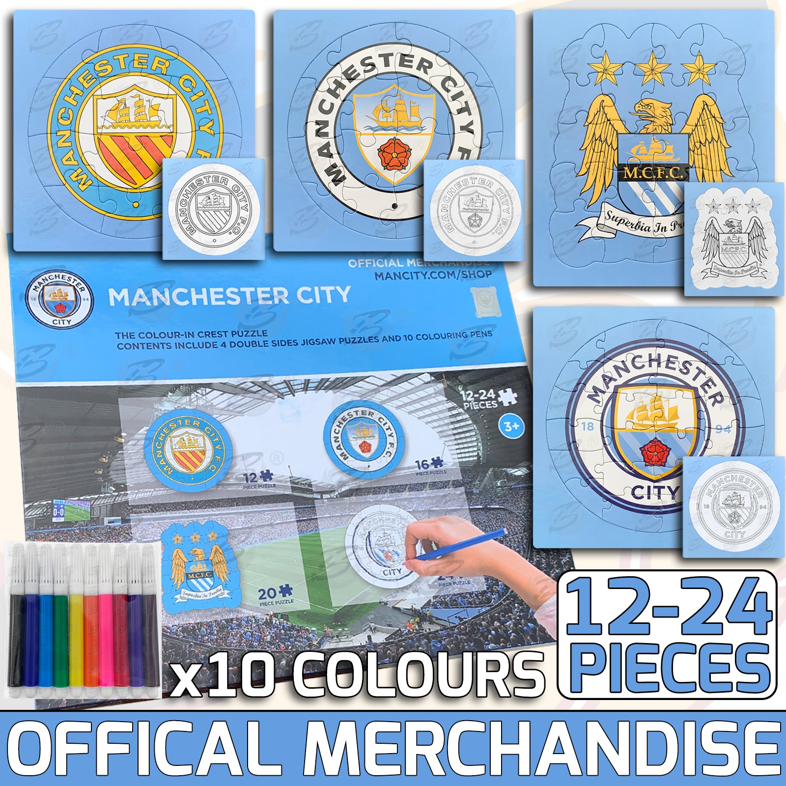 MANCHESTER CITY 4PCS COLOUR-IN JIGSAW PUZZLE