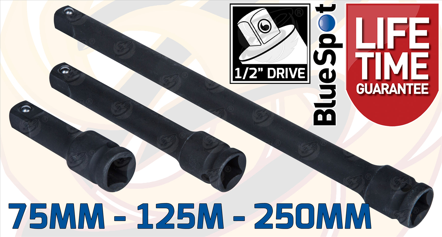 BLUESPOT 3PCS 1/2" DRIVE IMPACT EXTENSION BAR SET