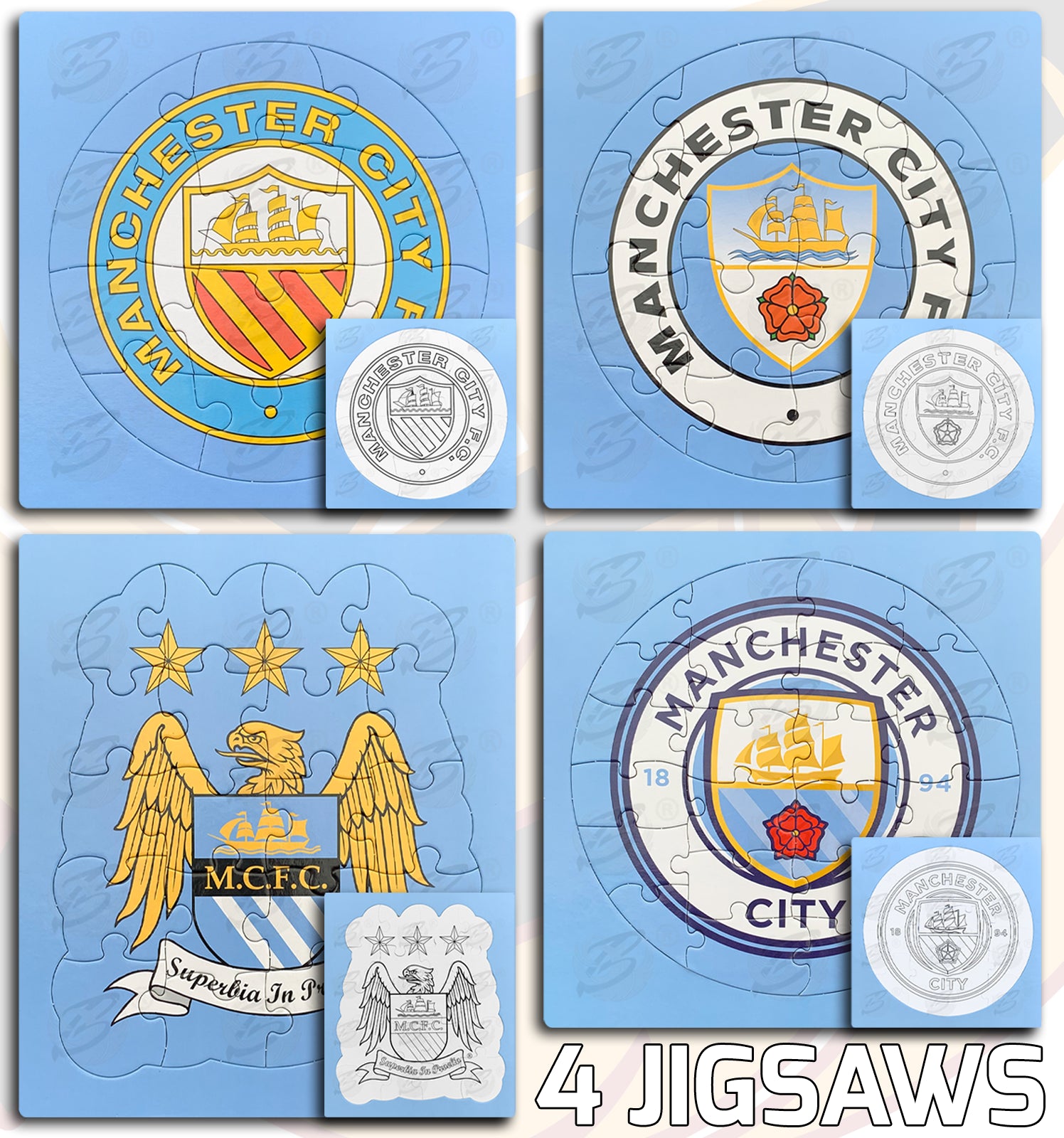 MANCHESTER CITY 4PCS COLOUR-IN JIGSAW PUZZLE