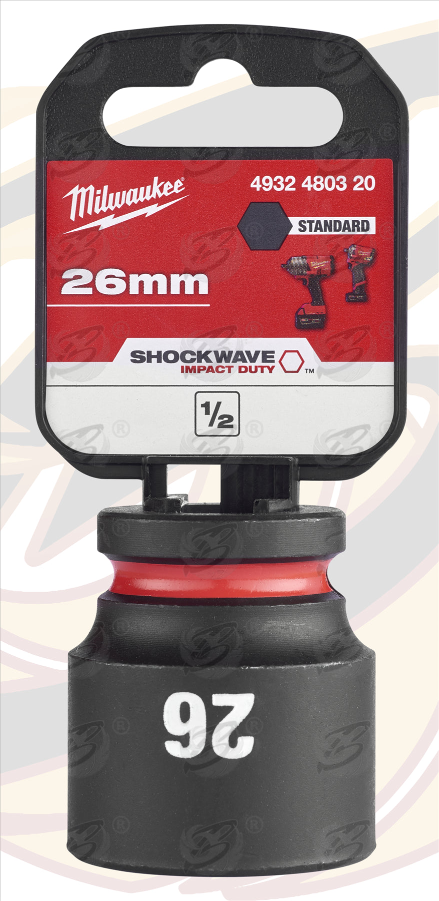 MILWAUKEE 26MM 1/2" DRIVE 6 POINT SHALLOW IMPACT SOCKET ( SINGLE )