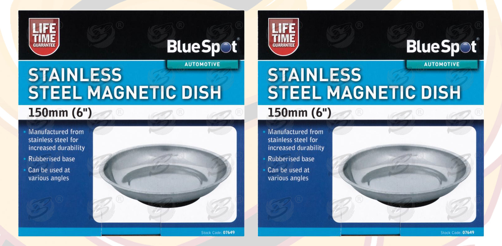 BLUESPOT 9" STAINLESS STEEL DOUBLE MAGNETIC PARTS TRAY & 2 x 6" ROUND STAINLESS STEEL MAGNETIC PARTS TRAY