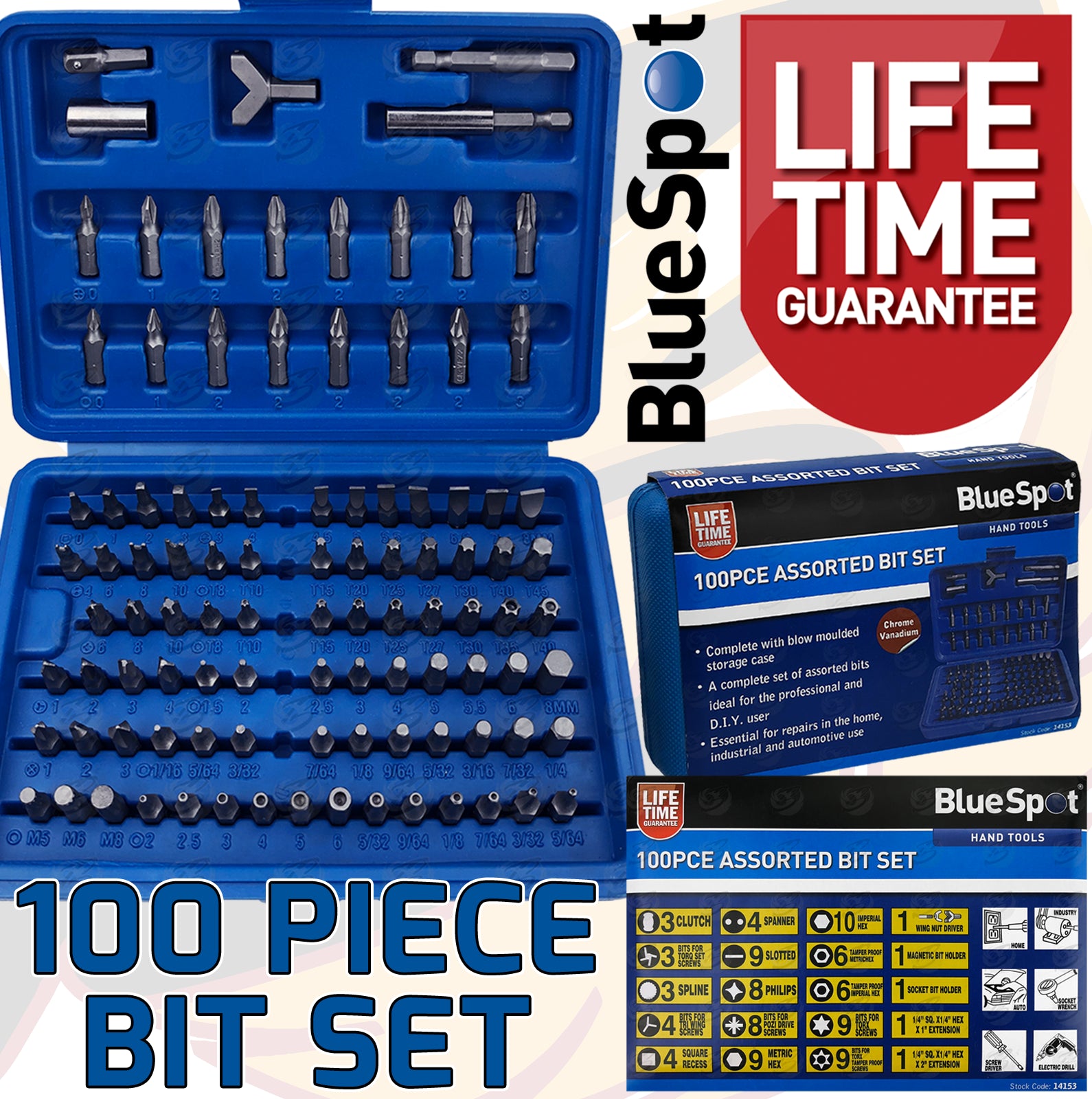 BLUESPOT 100PCS SECURITY SCREWDRIVER BIT SET