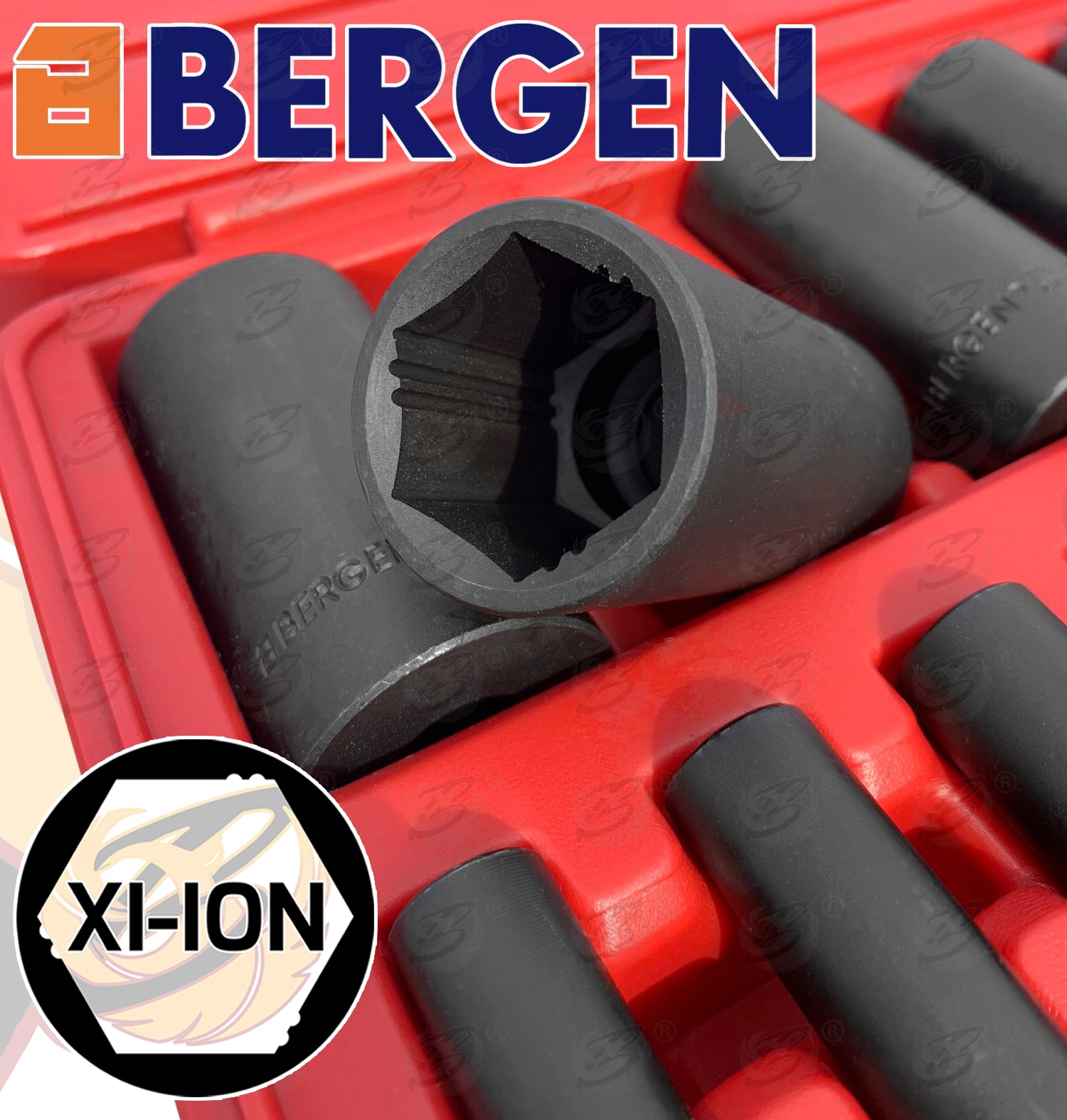 BERGEN 16PCS 1/2" DRIVE 6 POINT XI - ION IMPACT SOCKET SET ( 10mm - 32mm )