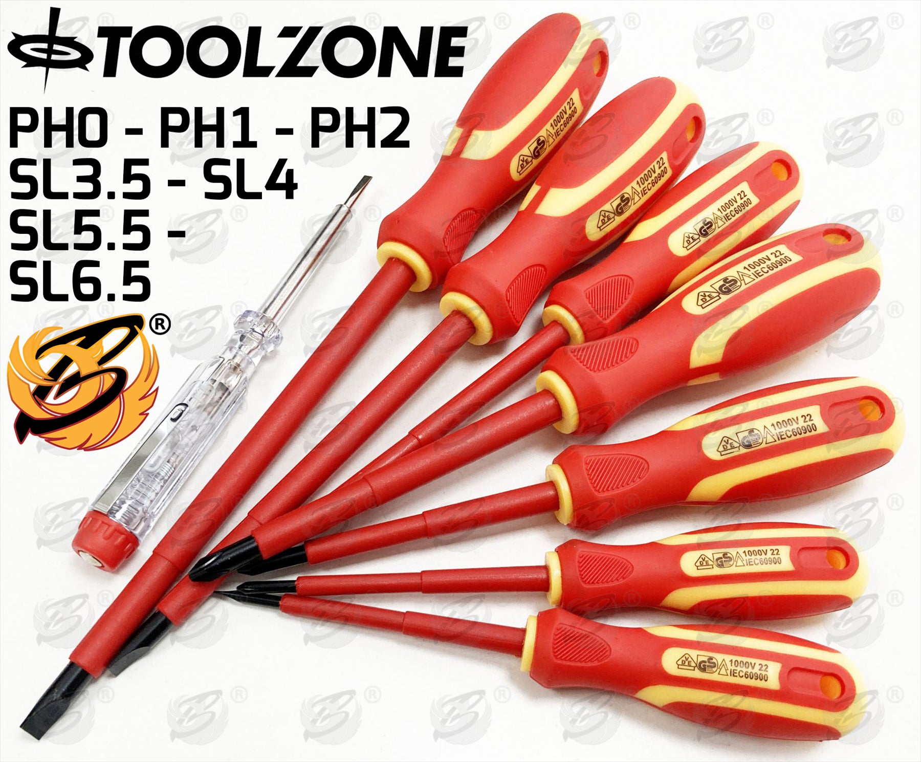 TOOLZONE 8PCS VDE / ELECTRICANS MAGNETIC SCREWDRIVER SET ( PHILLIPS & SLOTTED )