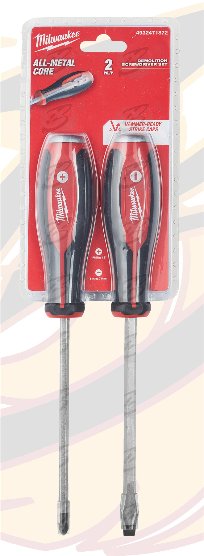 MILWAUKEE 2PCS TRI - LOBE DEMOLITION GO THROUGH SCREWDRIVER SET ( SLOTTED - PHILLIPS )