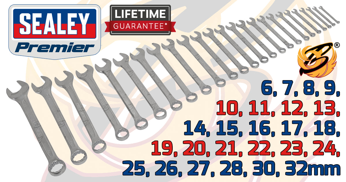 SEALEY 25PCS COMBINATION SPANNER SET ( OEPN & RING END ) ( 6MM - 32MM )