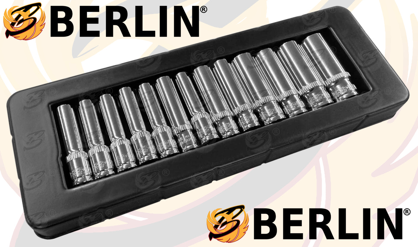 BERLIN 26PCS 1/4" DRIVE 6 POINT DEEP & SHALLOW SOCKETS 4MM - 14MM