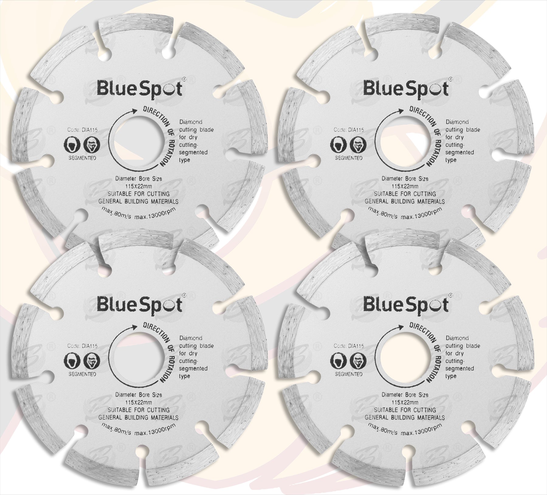 BLUESPOT 4.5" ( 115MM ) DIAMOND CUTTING DISCS ( X 4 )