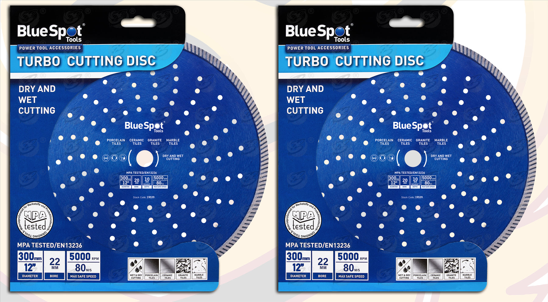 BLUESPOT 12" / 300MM TURBO DIAMOND CUTTING DISC ( X 2 )