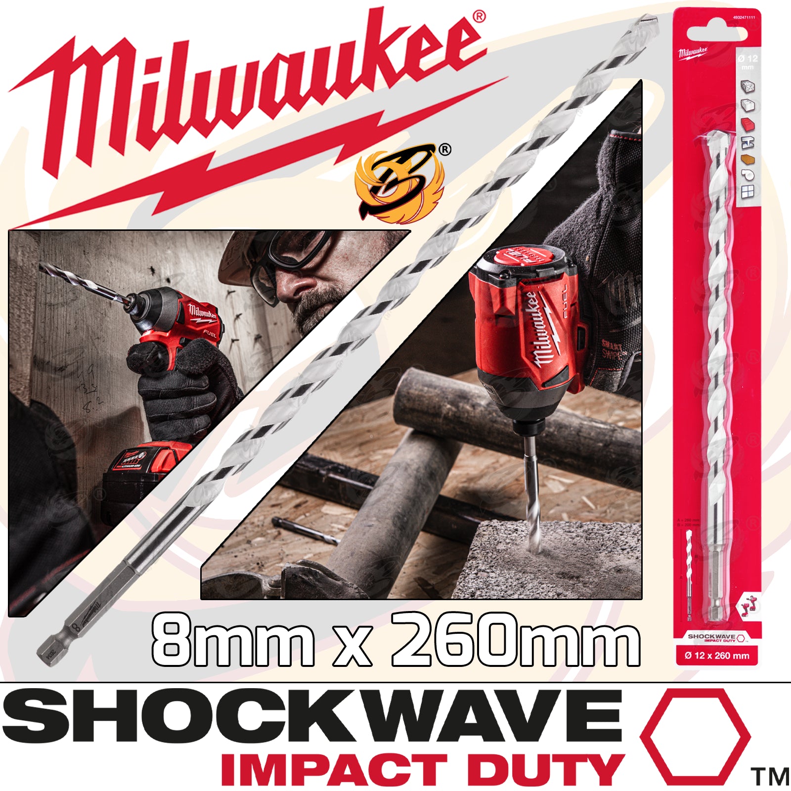 MILWAUKEE 8mm x 260mm MULTI MATERIAL DRILL BIT