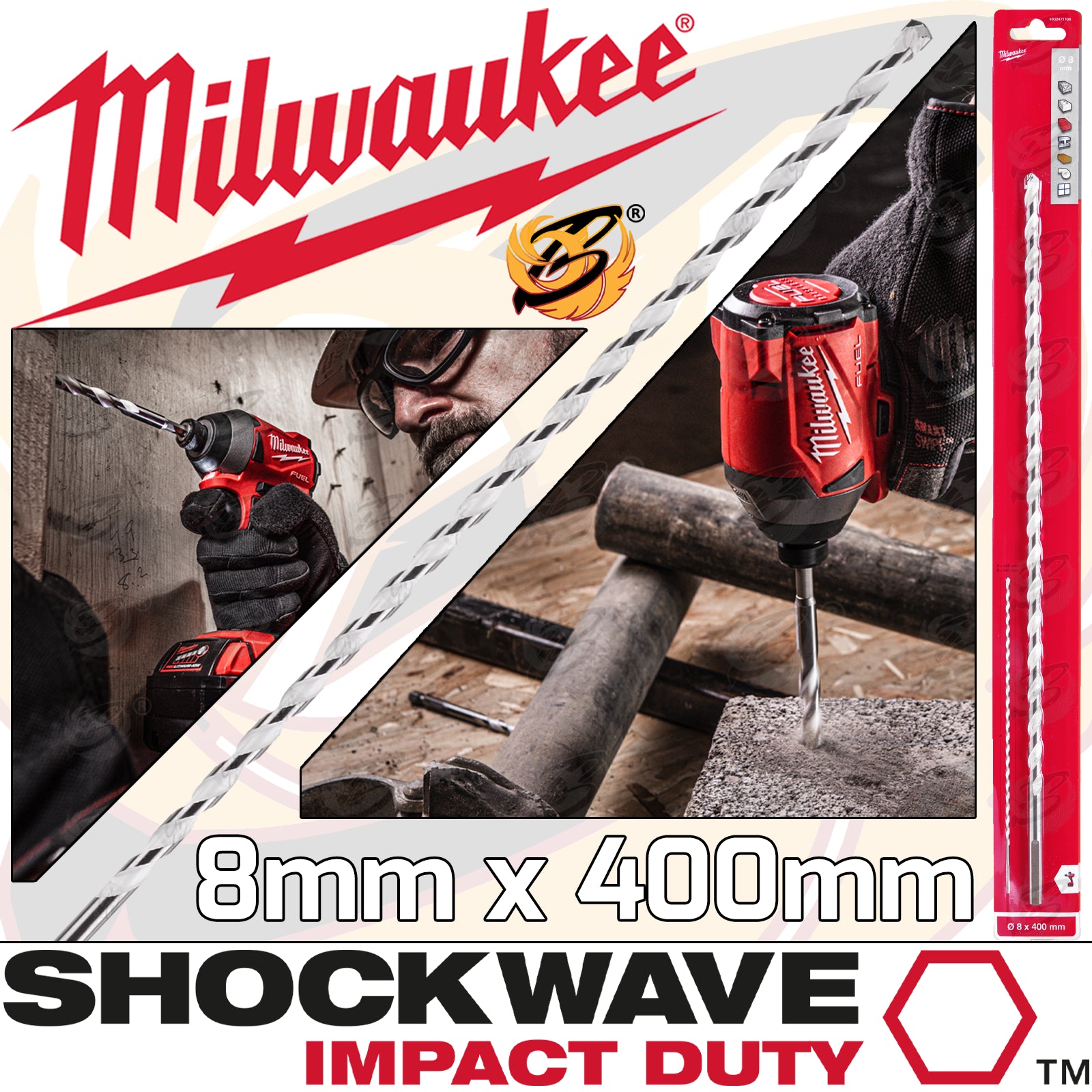 MILWAUKEE 8mm x 400mm MULTI MATERIAL DRILL BIT