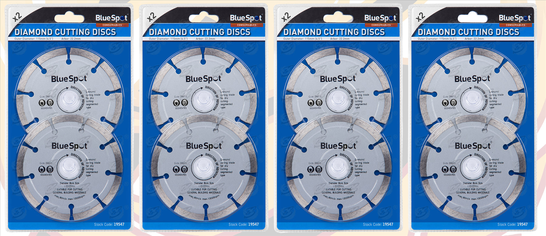 BLUESPOT 4.5" ( 115MM ) DIAMOND CUTTING DISCS ( X 8 )