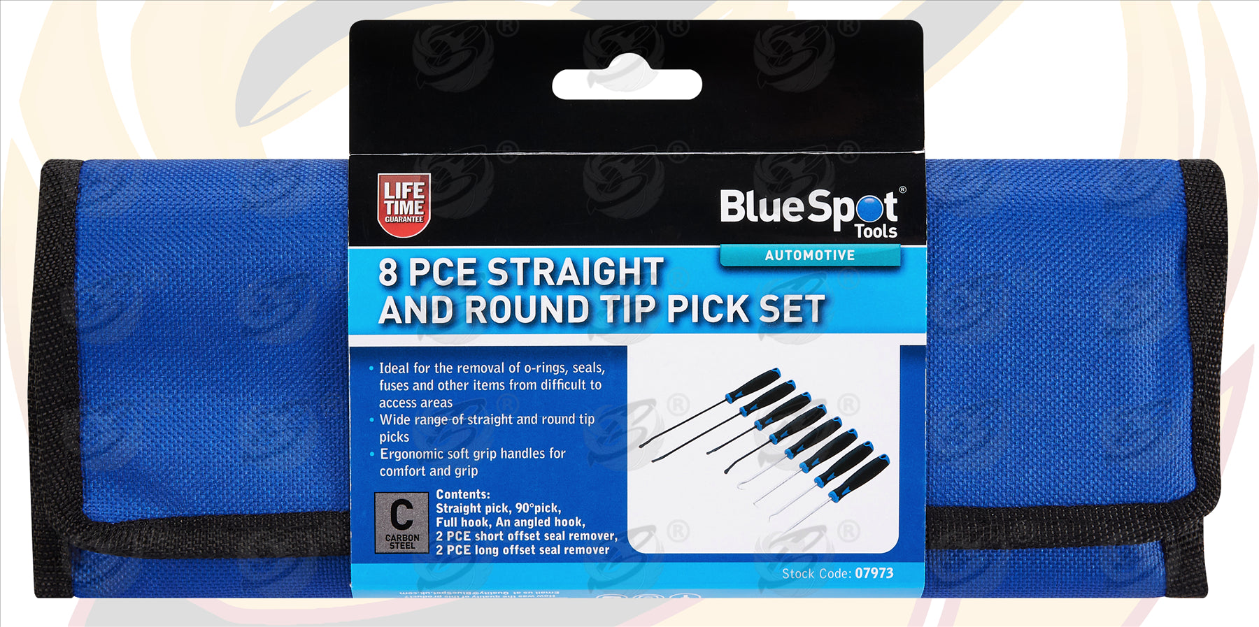 BLUESPOT 8PCS STRAIGHT AND ROUND TIP PICK SET