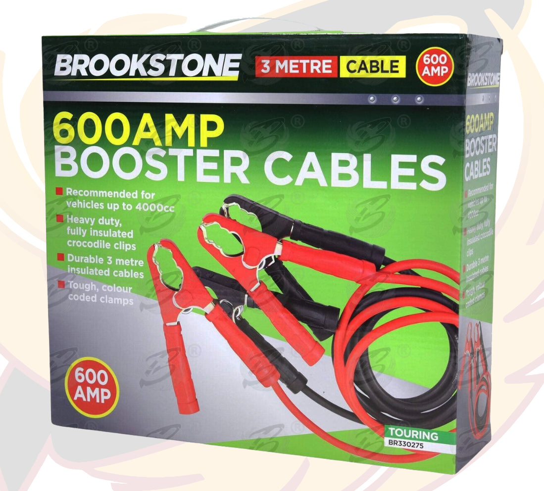 BROOKSTONE 600AMP 3 METRE HEAVY DUTY JUMP LEADS