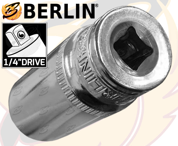 BERLIN 26PCS 1/4" DRIVE 6 POINT DEEP & SHALLOW SOCKETS 4MM - 14MM