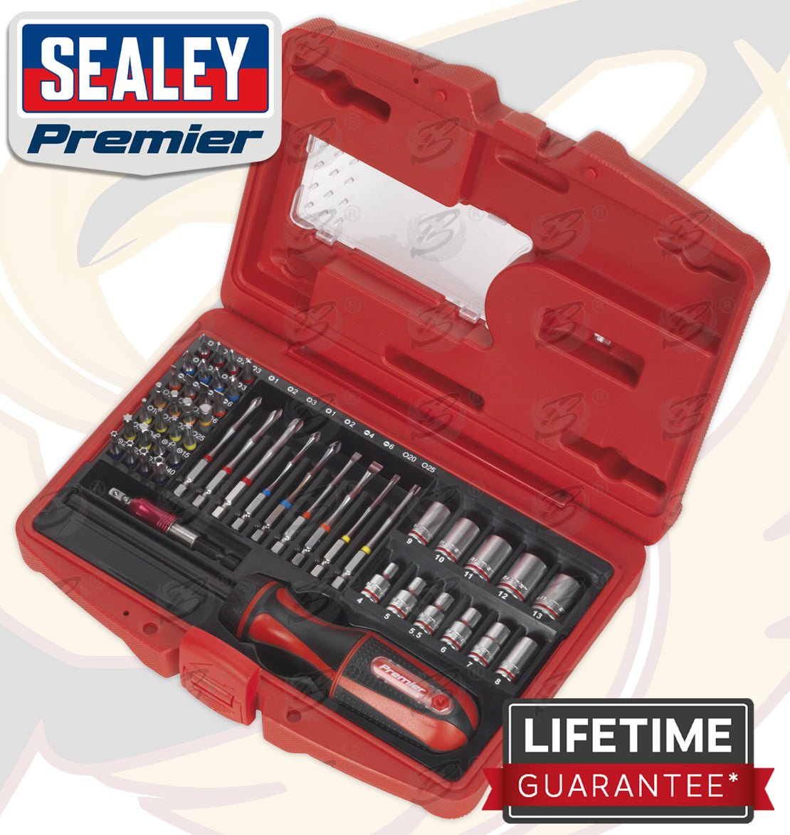 SEALEY 51PCS FINE TOOTH RATCHET SCREWDRIVER & ACCESSORIES