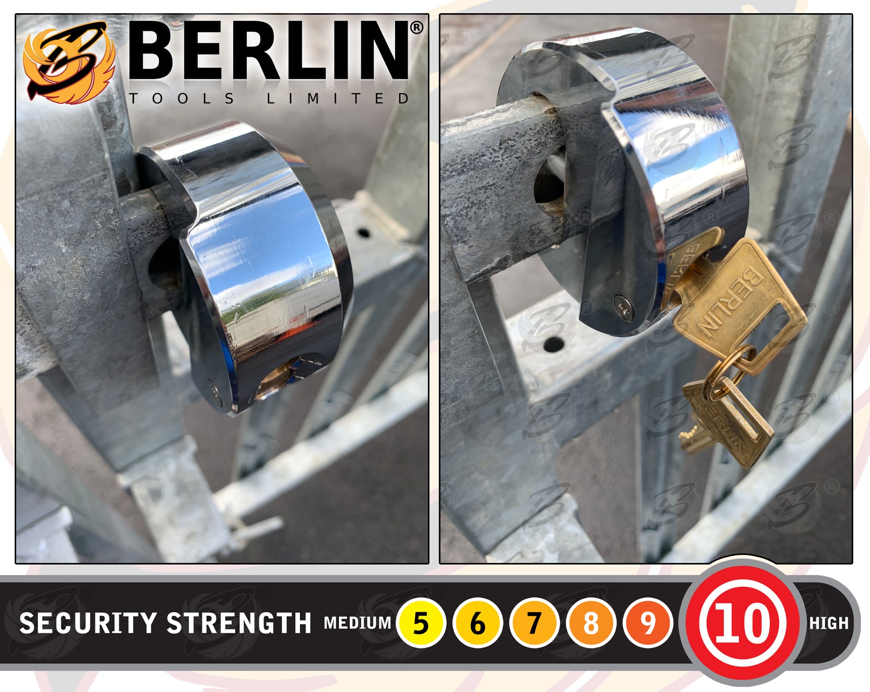 BERLIN 73MM HEAVY DUTY ROUND SHACKLELESS PADLOCK ( x2 )