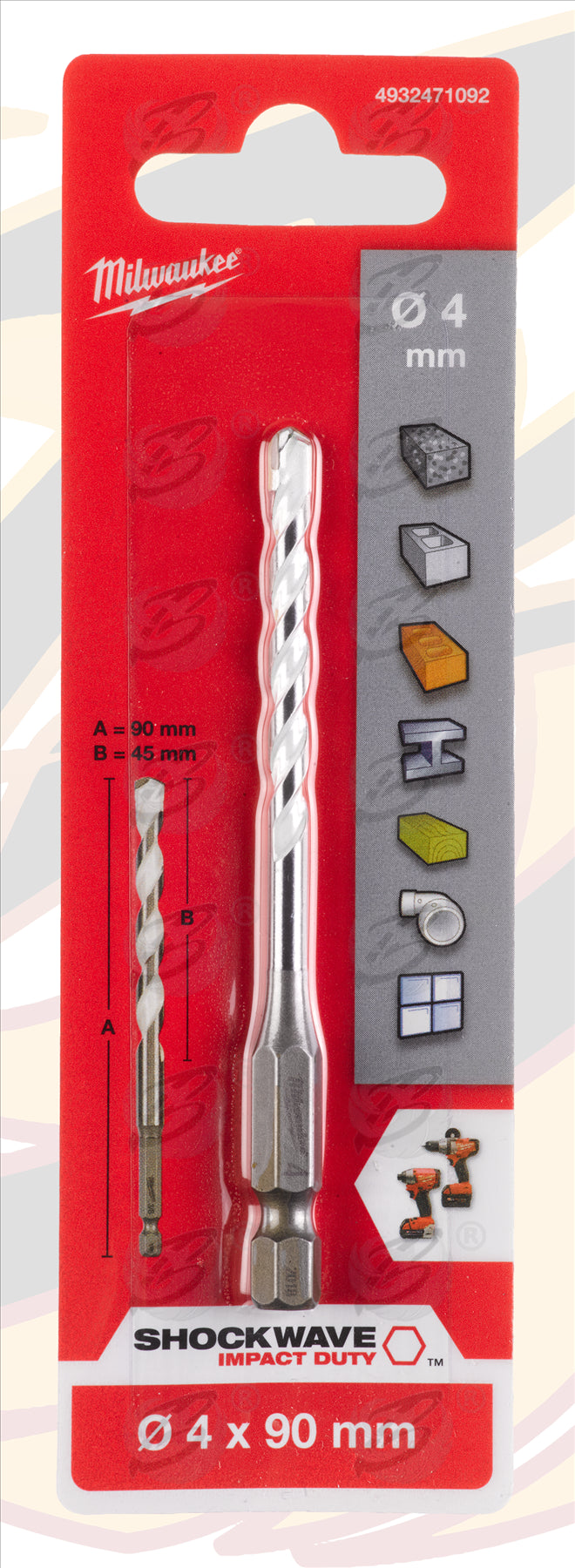 MILWAUKEE 4mm x 90mm MULTI MATERIAL DRILL BIT