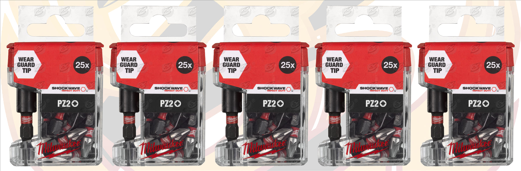 MILWAUKEE 26PCS POZI IMPACT BITS & MAGNETIC BIT HOLDER ( x 5 TUBS )