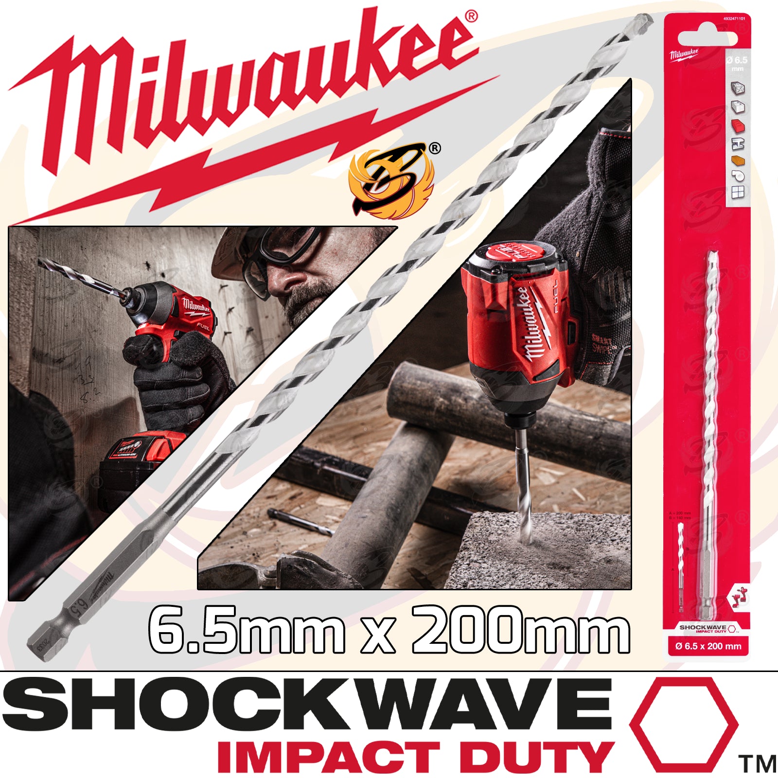MILWAUKEE 6.5mm x 200mm MULTI MATERIAL DRILL BIT
