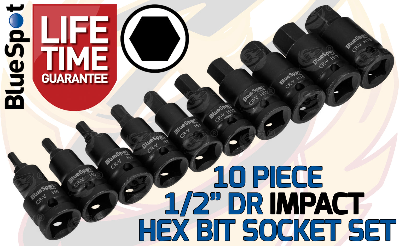 BLUESPOT 20PCS 1/2" DRIVE IMPACT HEX & TORX BIT SOCKETS ( H4 - H19 ) ( T20 - T70 )