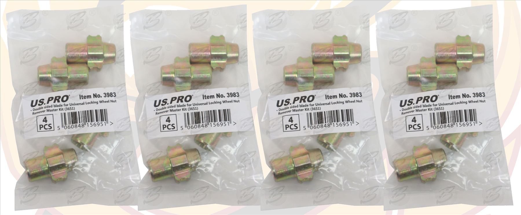 US PRO 4PCS REPLACEMENT LOCKING WHEEL NUT REMOVER SET BLADES