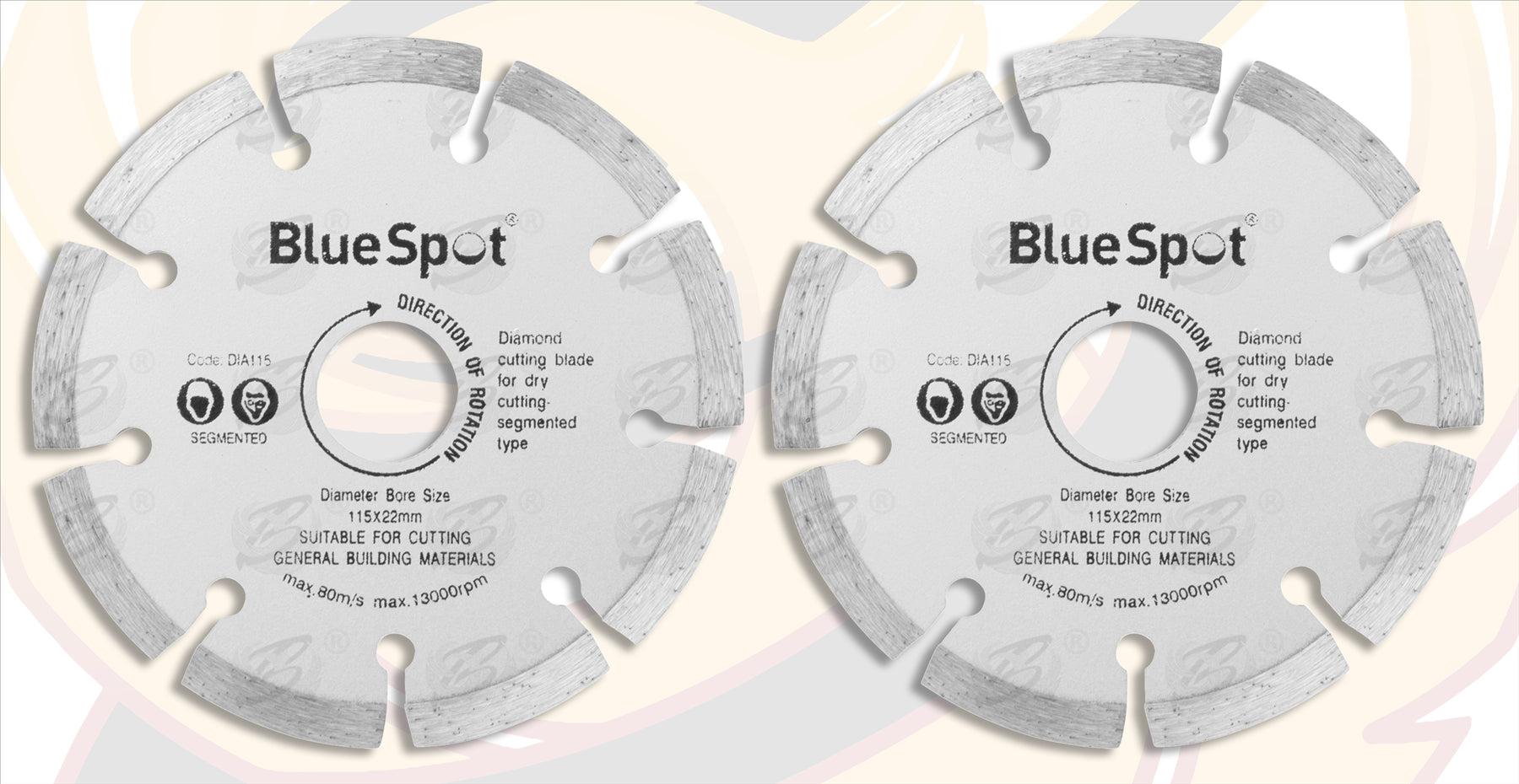BLUESPOT 4.5" ( 115MM ) DIAMOND CUTTING DISCS ( X 2 )
