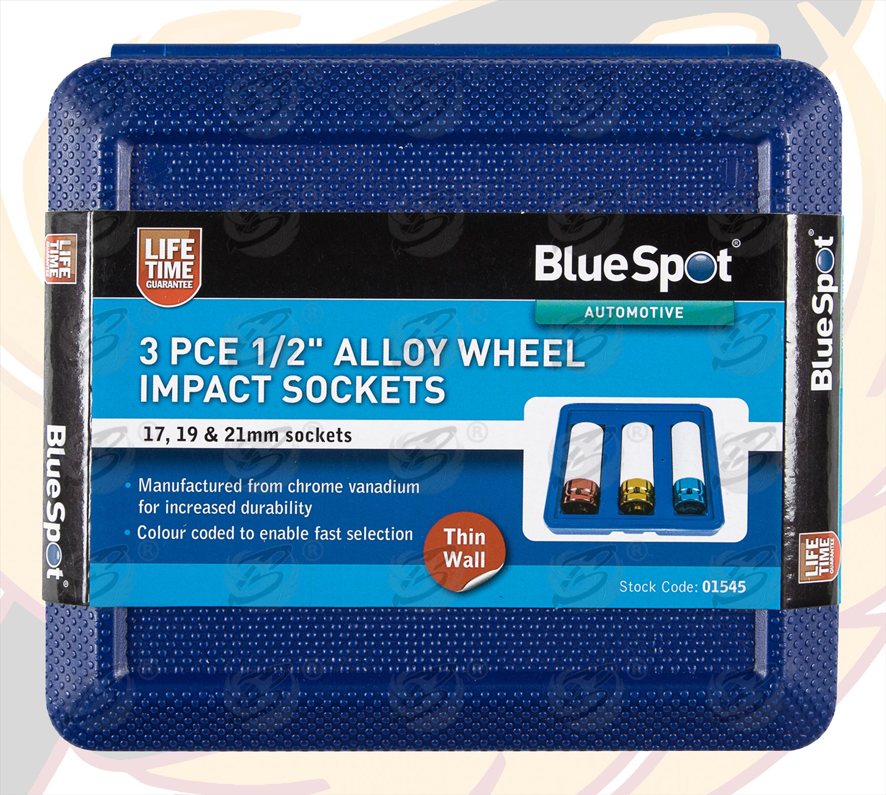 BLUESPOT 1/2" DRIVE CALIBRATED TORQUE WRENCH 42Nm - 210Nm & 3PCS 1/2" DRIVE 6 POINT ALLOY WHEEL NUT SOCKETS