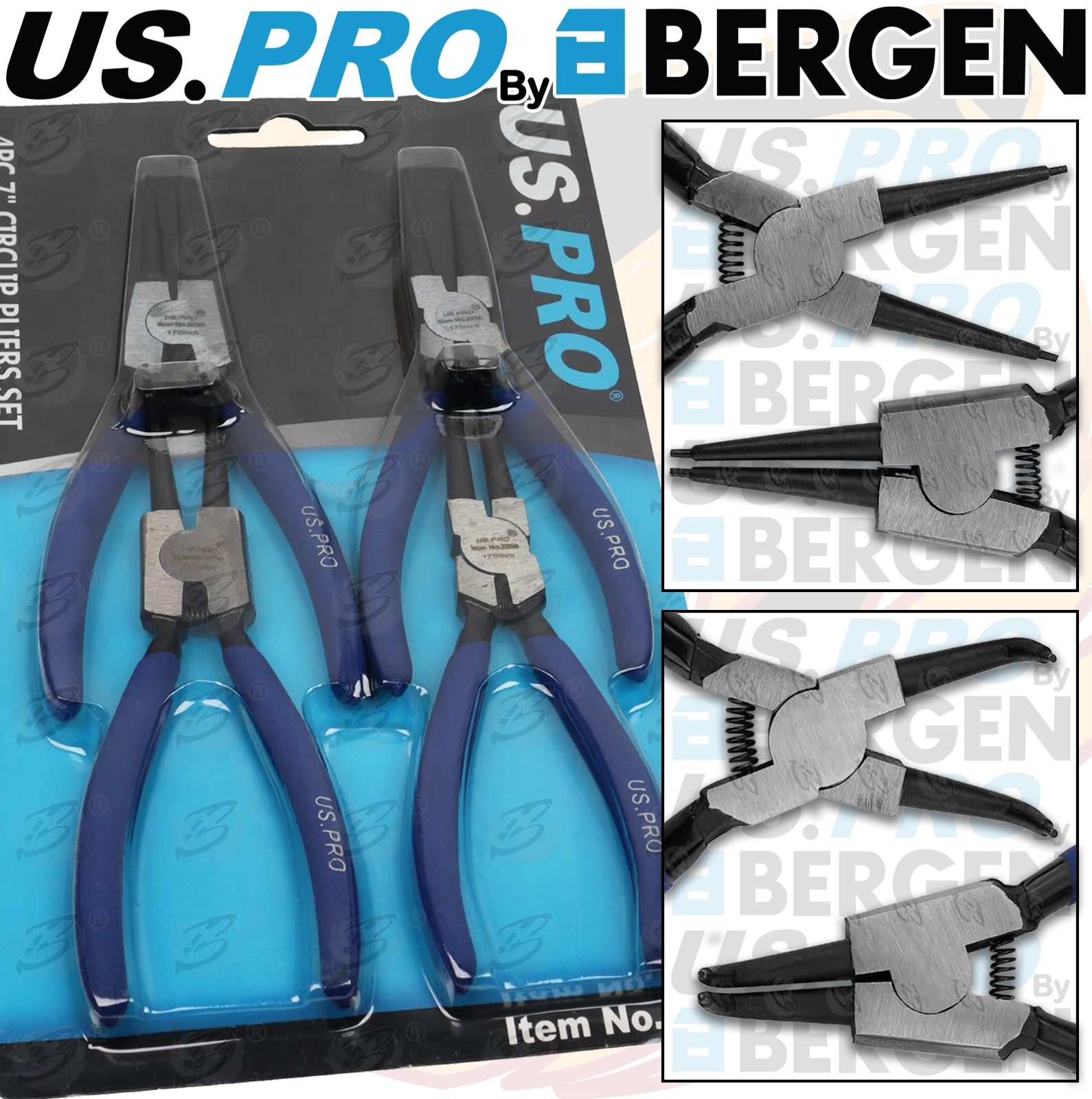 US PRO 4PCS 7" CIRCLIP PLIER SET