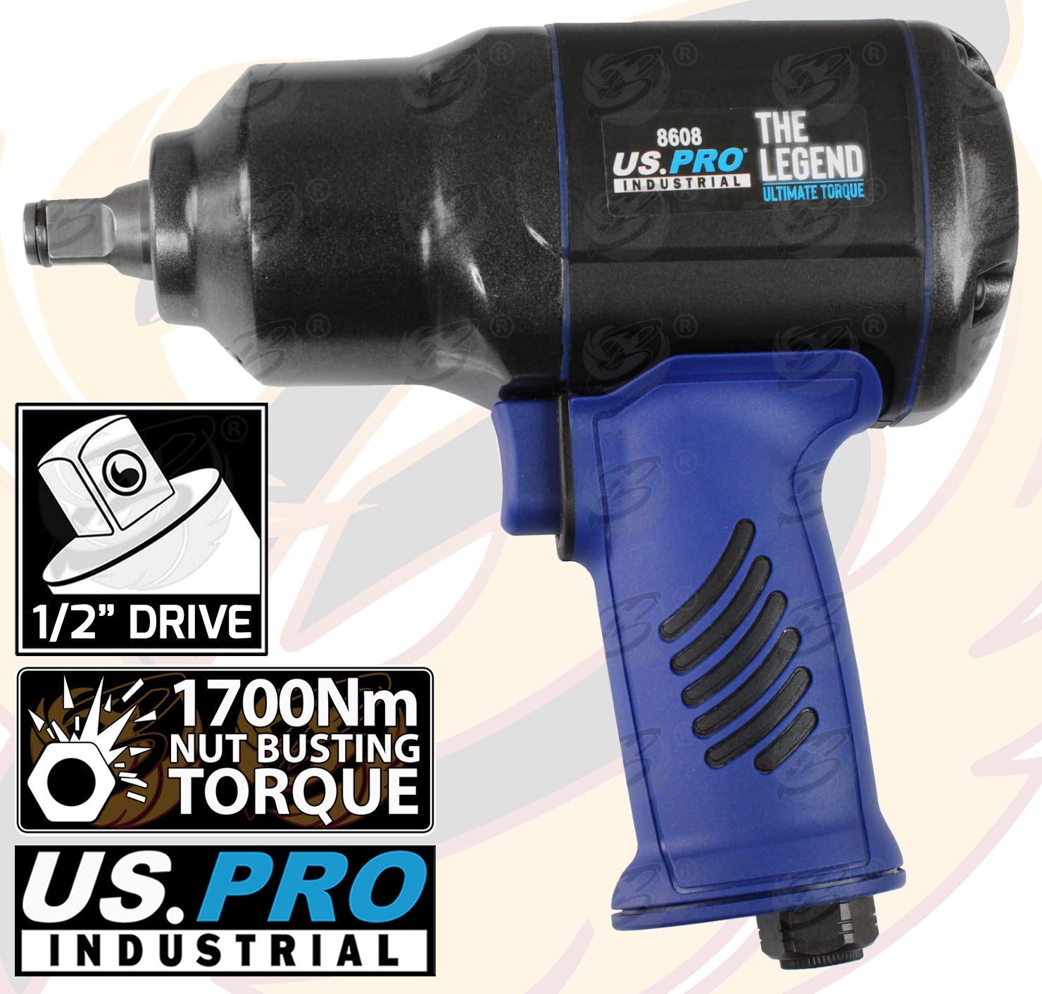 US PRO 1/2" DRIVE AIR IMPACT WRENCH 1700Nm ( THE LEGEND )