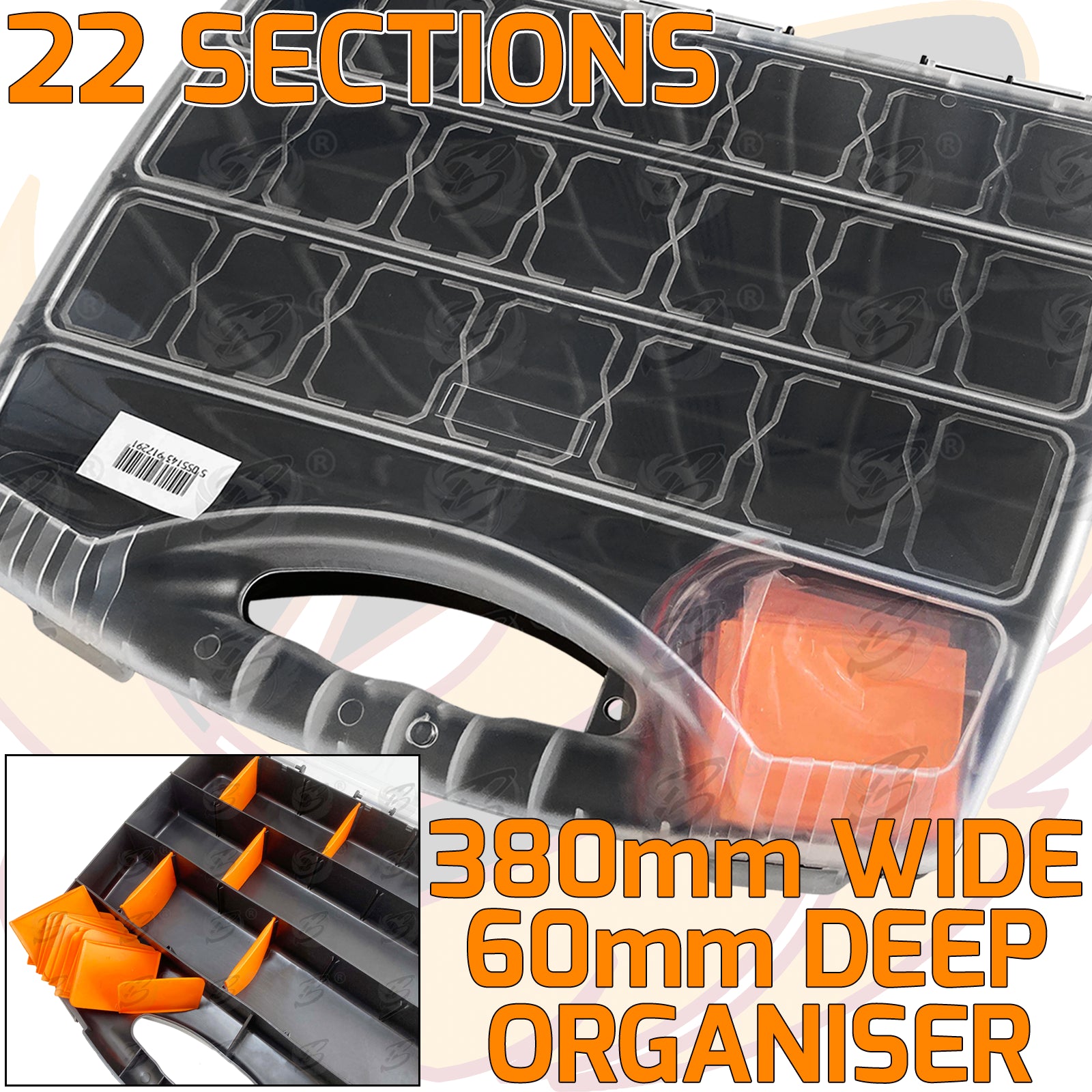 TOOLZONE DIY ORGANISER 22 COMPARTMENTS ( 380MM WIDE )