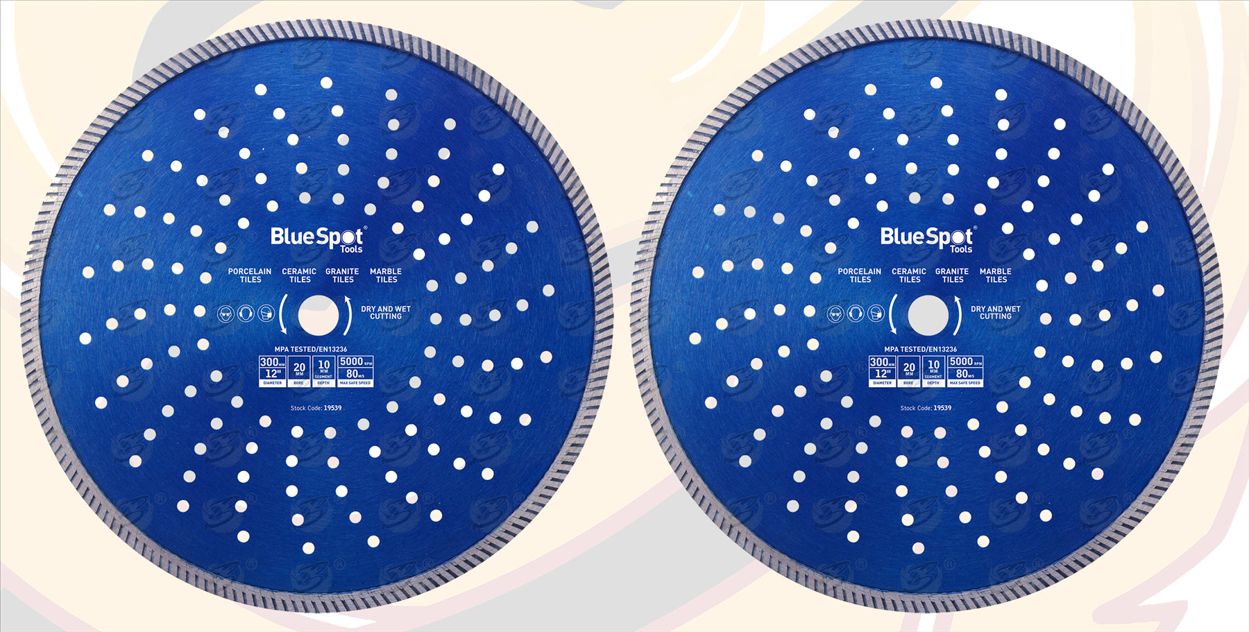 BLUESPOT 12" / 300MM TURBO DIAMOND CUTTING DISC ( X 2 )