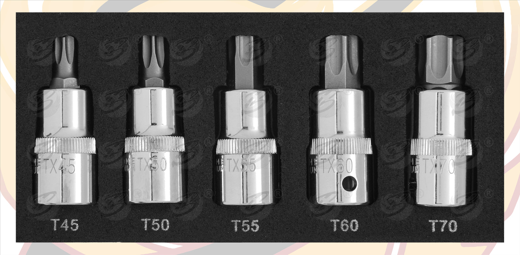 BLUESPOT 5PCS 1/2" DRIVE TORX BIT SOCKETS ( T45 - T70 )