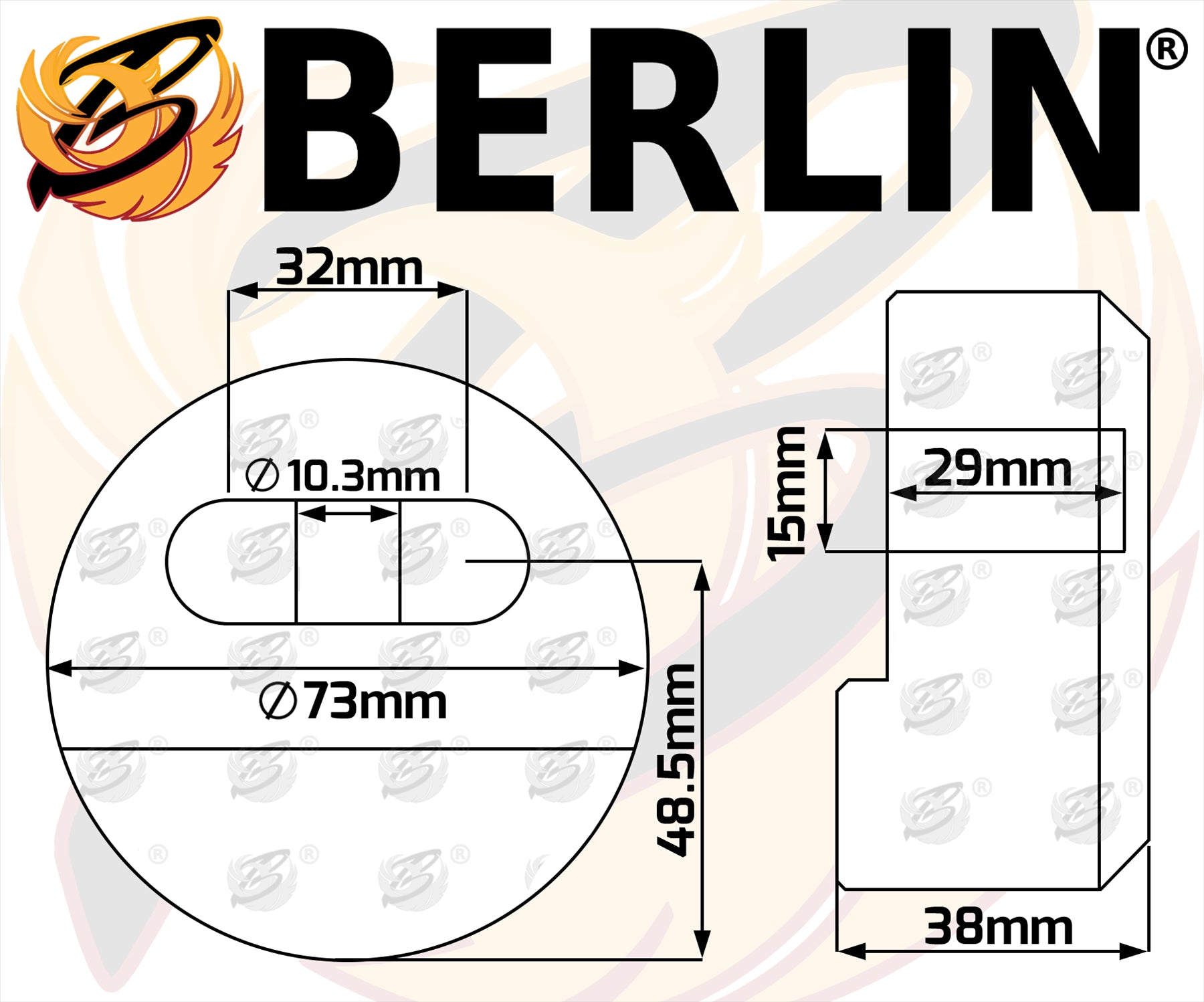 BERLIN 73MM HEAVY DUTY ROUND SHACKLELESS PADLOCK ( x6 )