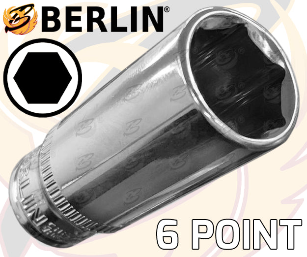 BERLIN 26PCS 1/4" DRIVE 6 POINT DEEP & SHALLOW SOCKETS 4MM - 14MM