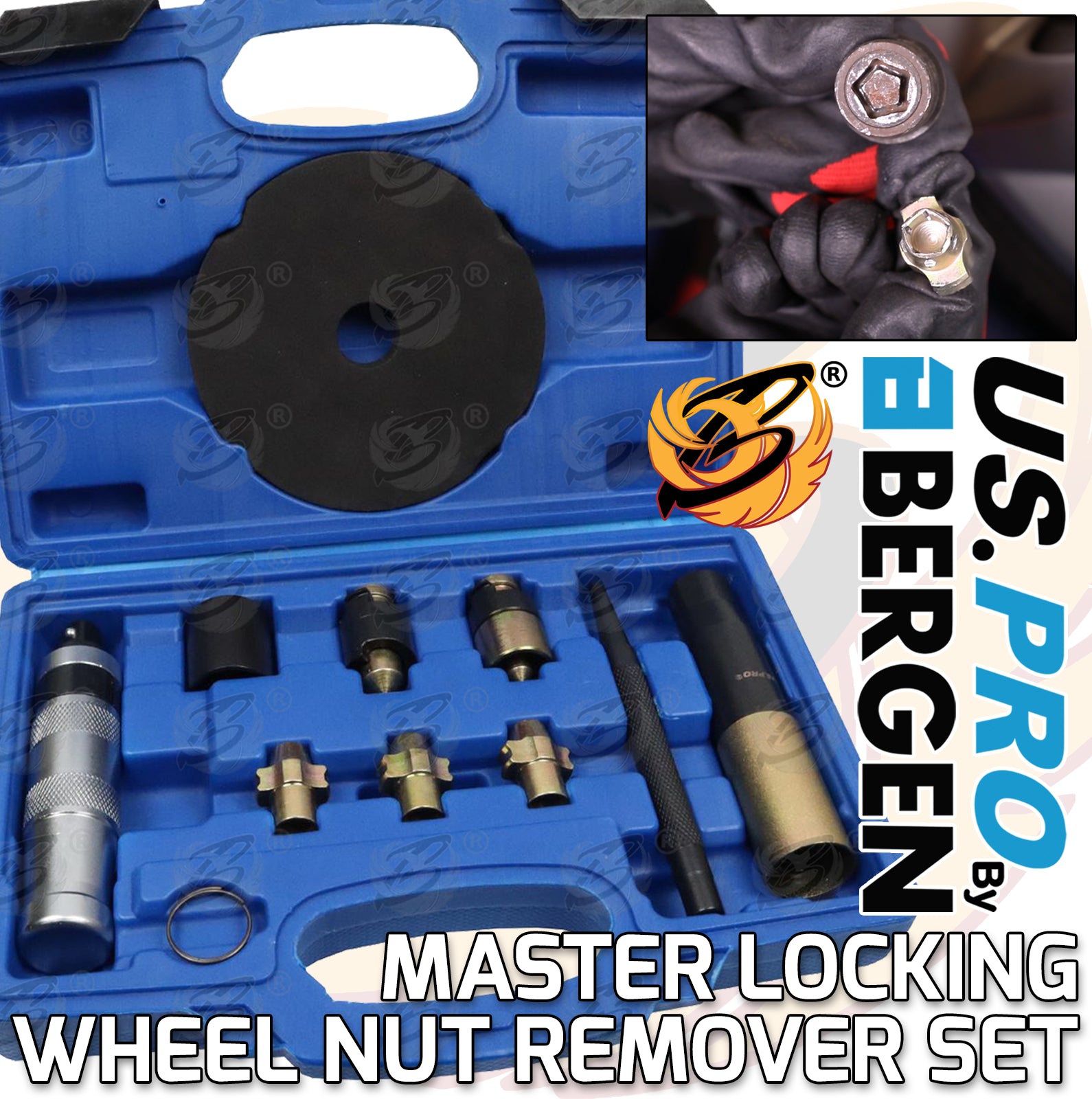 US PRO UNIVERSAL MASTER LOCKING WHEEL NUT REMOVER SET